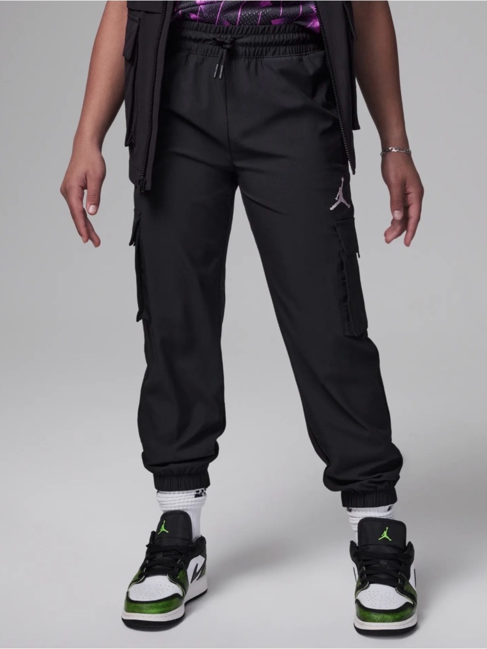 Jordan Big Kids' Post Up Cargo Pants 45C654-023 Black Size XL Youth